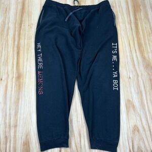 BuzzFeed Unsolved Hey There Demons It's Me Ya Boi Sweatpants Mens 2XL Black Worn